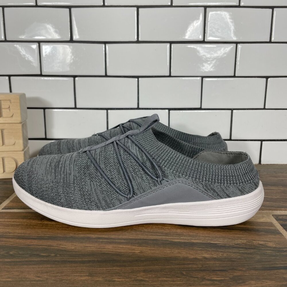Abeo Emely Shoes Womens Size 8.5 Gray Knit Arch Support Slip On Comfort Mule